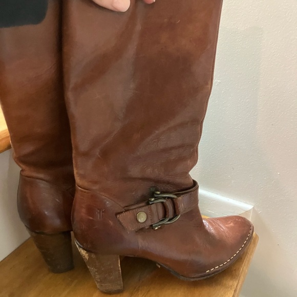 Frye Cathrine Brown Heeled Boots - Picture 2 of 5